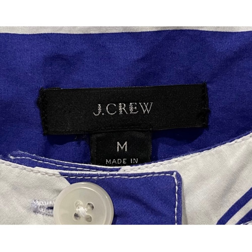 J.Crew Poplin Stripe Button-Front White Blue Blou… - image 2